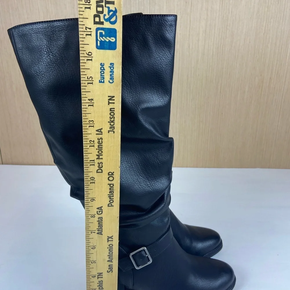 Soul Naturalizer Frost Wide Calf Black Knee High Boots 8.5W Block Heel NEW